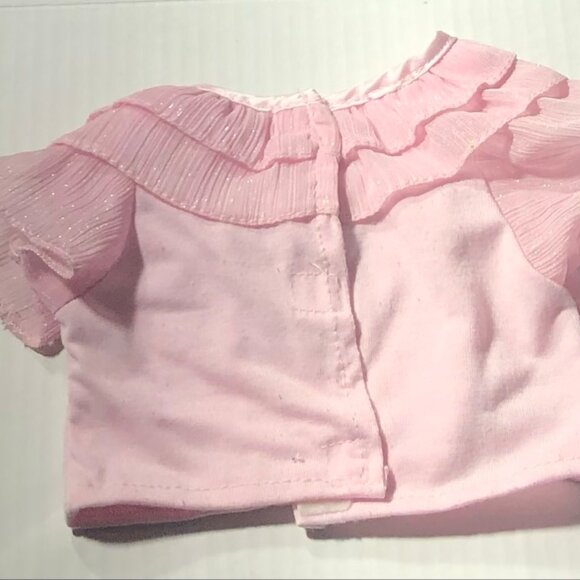 Build-A-Bear Set Ruffle Sleeve Top Sequin Embellishment Bedazzled Jeans Pink OS - Picture 5 of 6